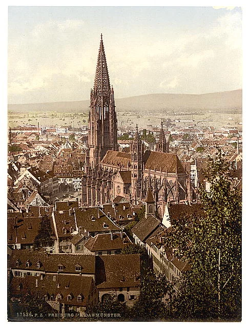 Das Münster, Freiburg, Baden — Photochrom um 1890