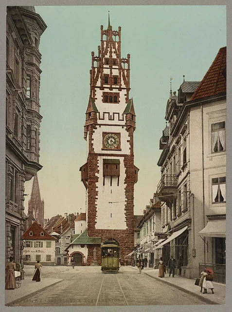 Schwabentor, Freiburg im Breisgau — Photochrom um 1890