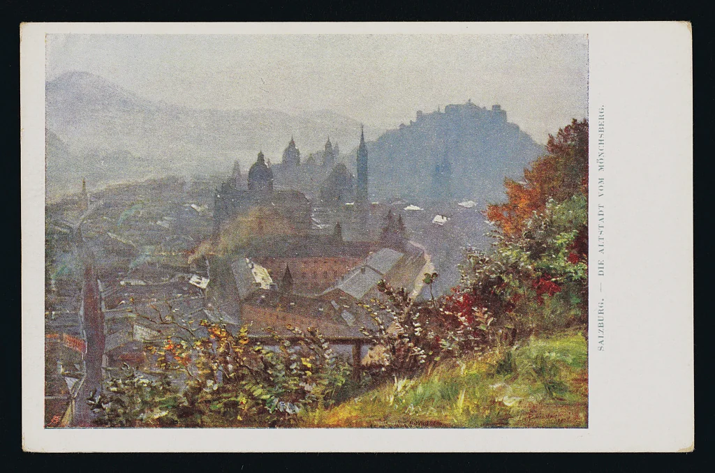 Salzburg, Die Altstadt vom Mönchsberg, ca. 1910